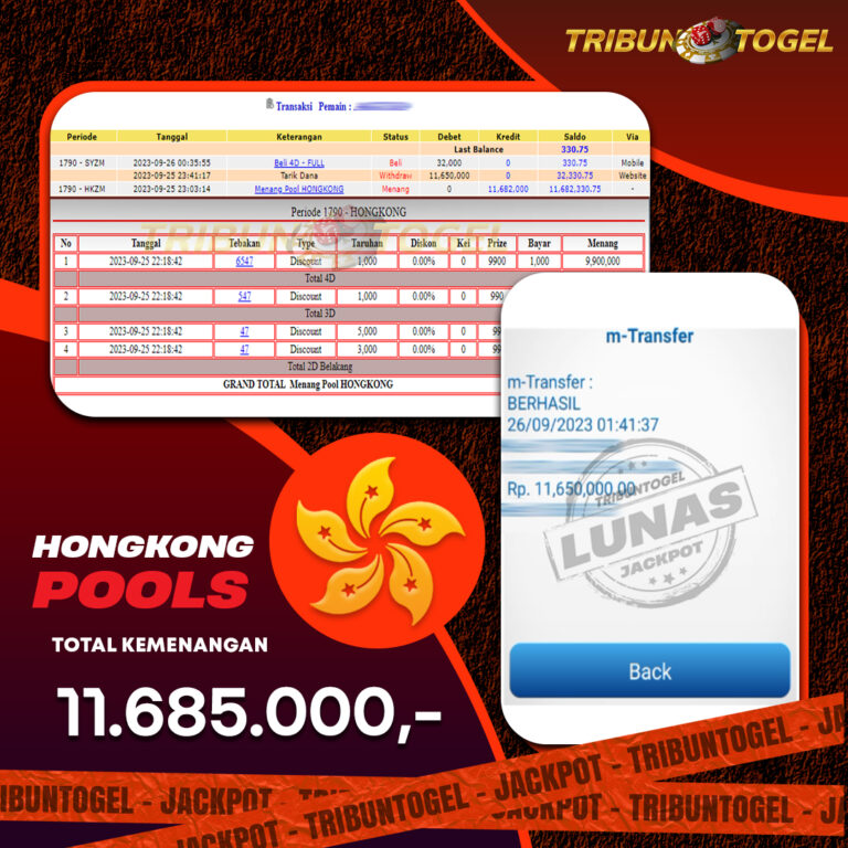 BUKTI PEMBAYARAN HONGKONG TRIBUNTOGEL