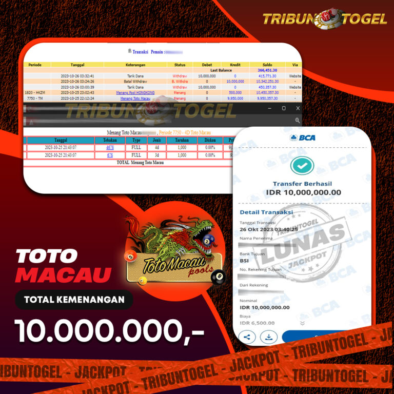 BUKTI PEMBAYARAN TOTOMACAU TRIBUNTOGEL