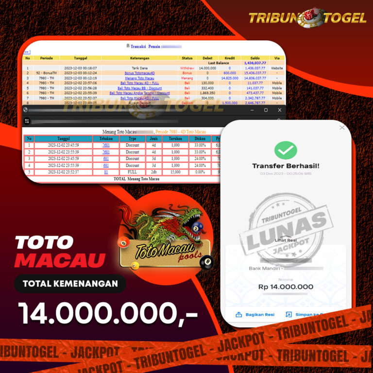 BUKTI PEMBAYARAN TOTOMACAU TRIBUNTOGEL