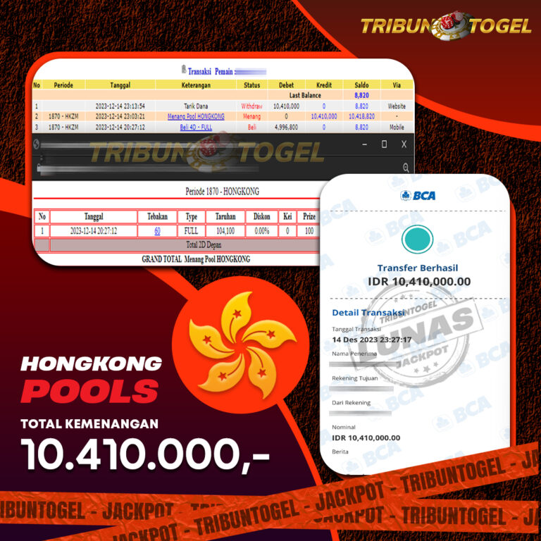 BUKTI PEMBAYARAN HONGKONG TRIBUNTOGEL