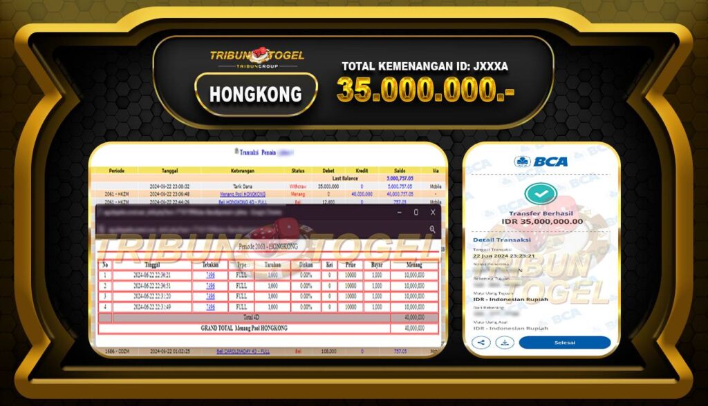 BUKTI PEMBAYARAN HONGKONG TRIBUNTOGEL