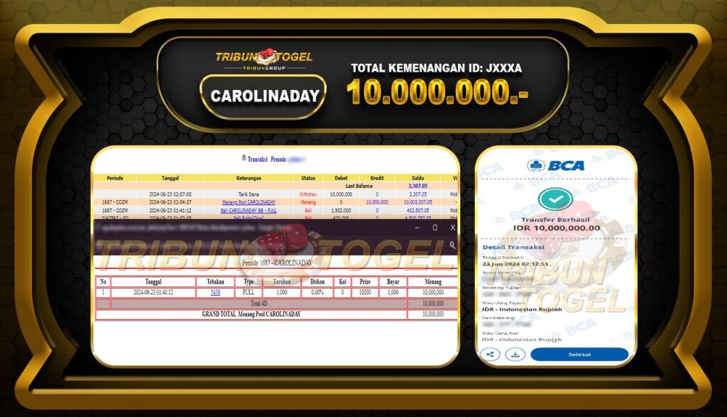 BUKTI PEMBAYARAN CAROLINADAY TRIBUNTOGEL